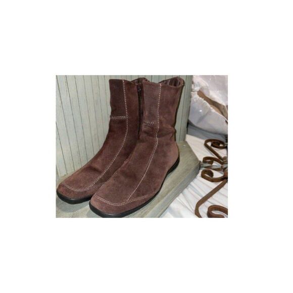 Aerosoles Lucille Brown Leather Zip Up Boots 8M - Picture 1 of 8